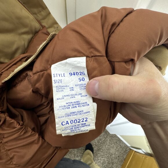 Vintage Sears Down Parka 70s Tan Duck Down Fur Hood Arctic Winter Coat 50 - Picture 7 of 8